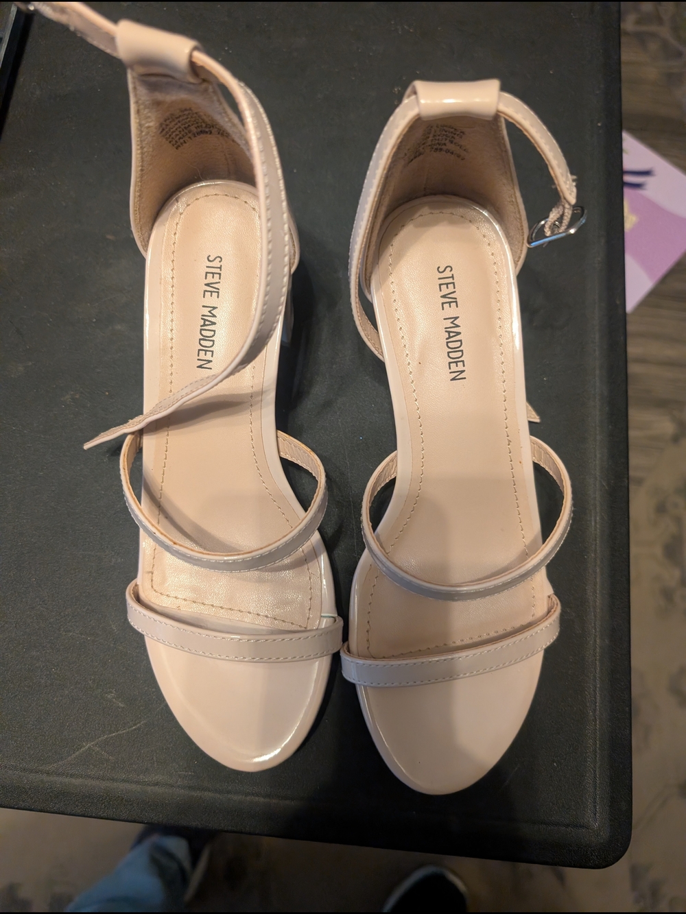 Steve Madden Women's Nude Ankle-Strap Block Heel Sandals (Kids Size 3m)